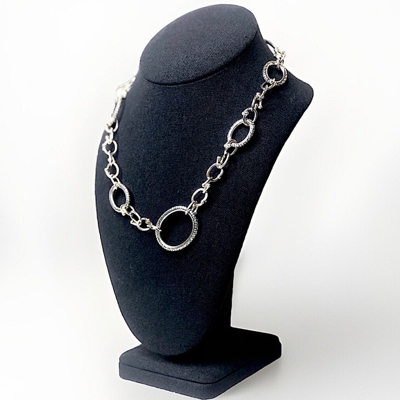 MICHAEL DAWKINS Sterling Silver Caviar Starry Night Link Toggle Necklace 18” - Picture 2 of 10